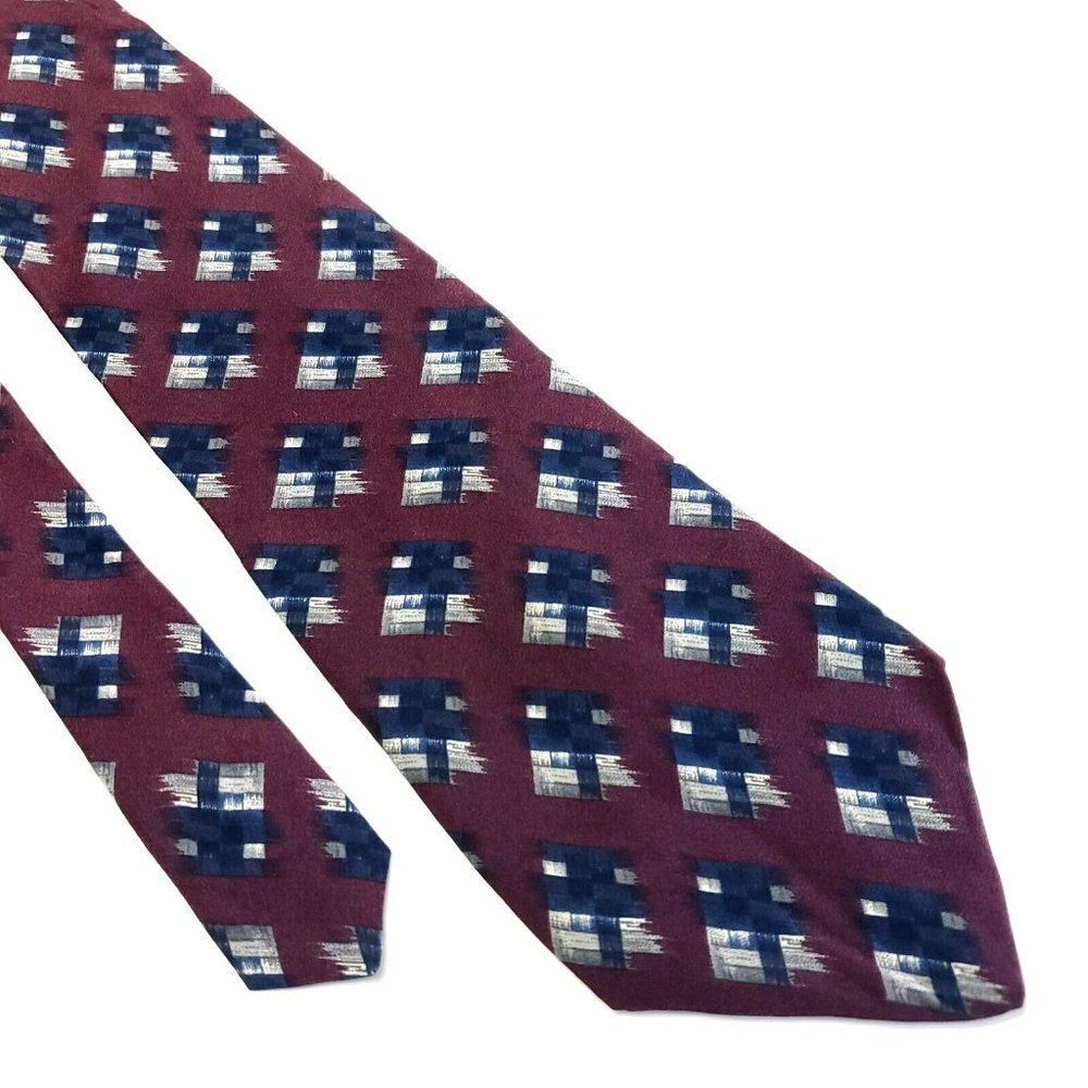 Contissima Purple‎ Blue Abstract Italy Print Short Silk Tie